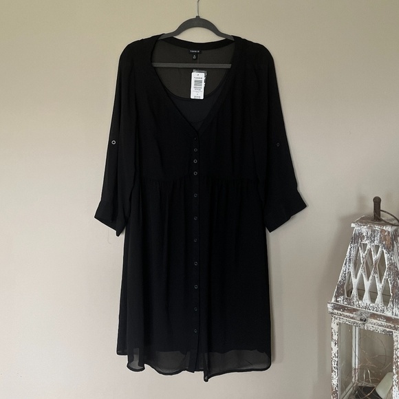 NWT Torrid Black Sheer Chiffon Overlay Shirt Dress - Picture 2 of 9